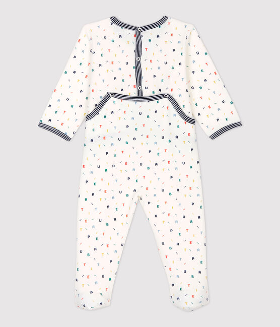Tutina bebè in ciniglia bianco MARSHMALLOW/bianco MULTICO
